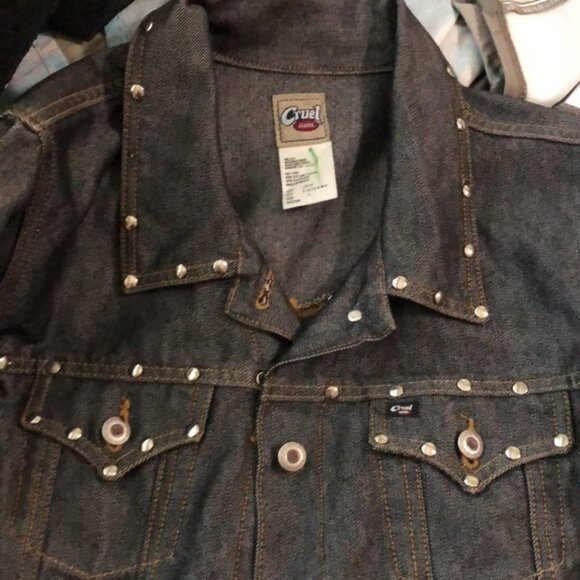 Cruel Girl black studded Jean jacket size Large - Picture 2 of 5
